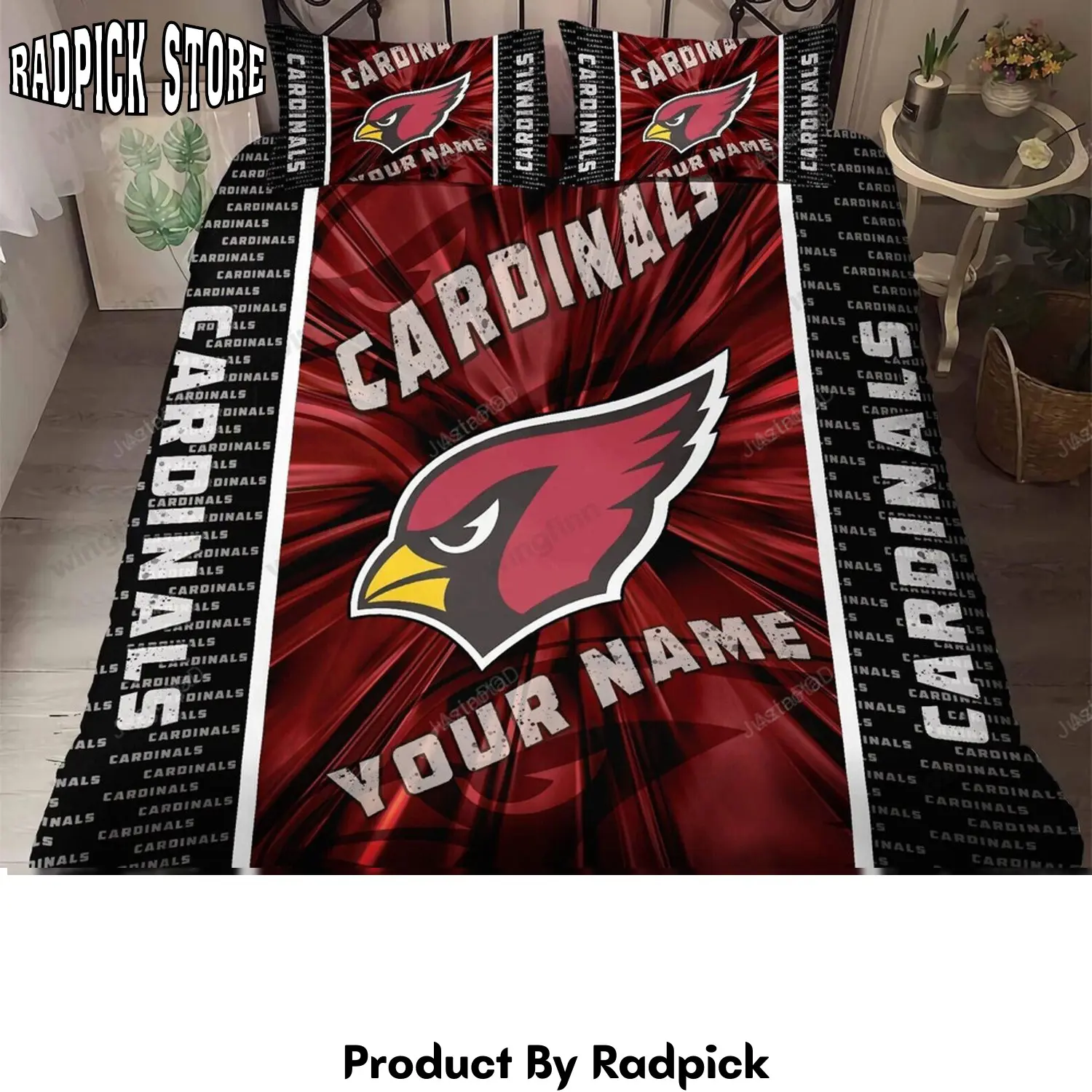 Radpick arizona cardinals 3pcs bedding set duvet cover and pillow cases gift for fan 1486 rp3278700